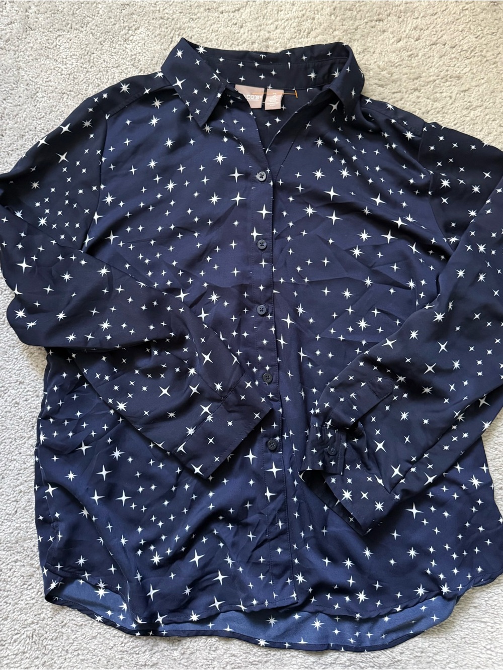 Chico's Navy Star-Print Button-Down Shirt